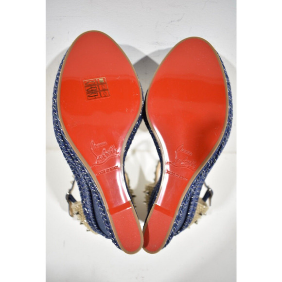 Christian Louboutin Madmonica 120 Blue Denim Platform Wedge Sandal Heel Pump 42 - Picture 12 of 12
